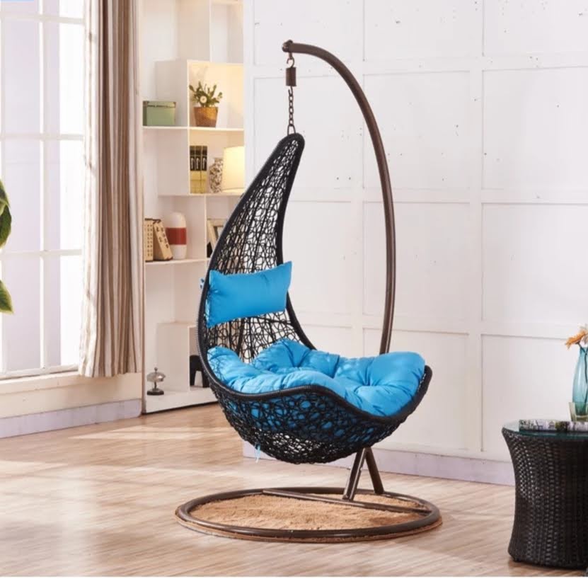 Xích đu đơn hình lưỡi câu (khung trắng - nệm xanh ngọc) - NAVICOM