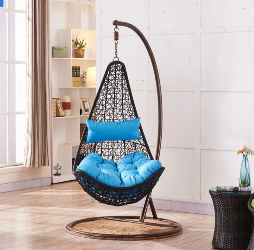 Xích đu đơn hình lưỡi câu (khung trắng - nệm xanh ngọc) - NAVICOM