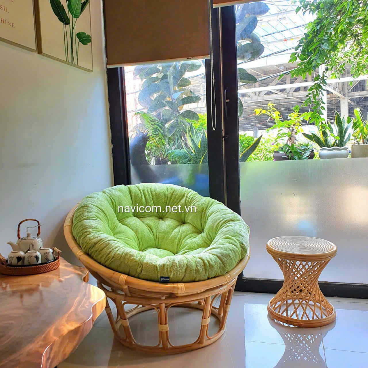 Ghế papasan navicom (nệm xanh cốm)